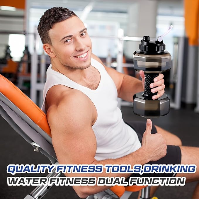 2 Pcs Christmas Dumbbell Water Bottle Gifts, 2.2 L / 75 oz Gym Workout Water Bottles Big Capacity Sports Gym Gift for Running Outdoors Cycling Camping Sports Lovers Men Women