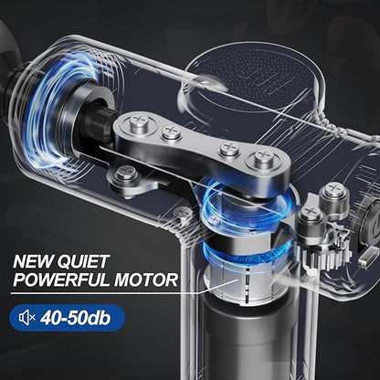 Deep Tissue Massage Gun Portable, Mini Electric Muscle Massager, Suitable for Relieving Back, Neck and Body Pain, with 4 Heads and 6 Speeds, Black