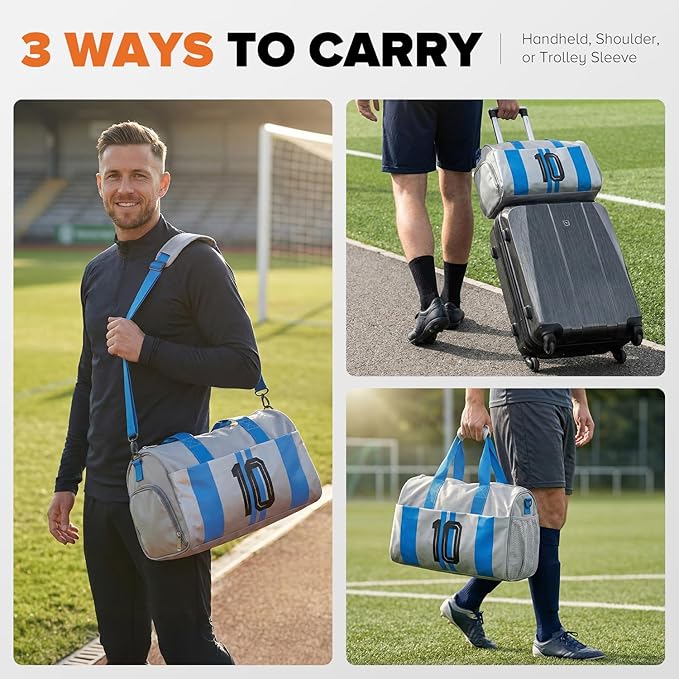 Gym Bag for Men Women, Carry On Sports Duffel Bag for Travel, Soccer Gear Bag with Shoe Compartment