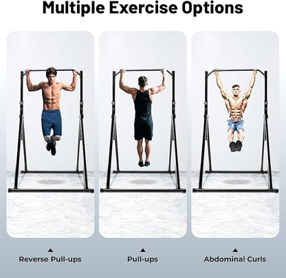 Foldable Power Tower Pull Up Bar, Height Adjustable Dip Station for Home Gym, Multi-Function Fitness Equipment for Strength Training and Workouts