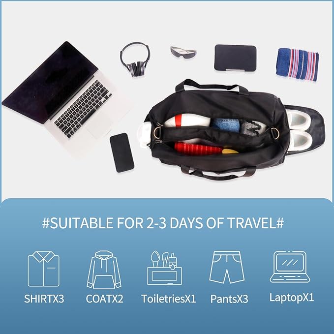 Sports Duffel Bags with Cosmetic Gym Bag for Women Men Travelling Waterproof Bag with Wet Pocket and Shoe Compartment