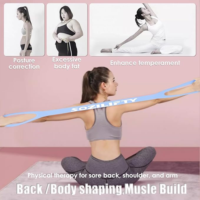 Figure 8 Resistance Band (Upgraded),Elastic Band, Stretch Bands, with Storage Bag, for Arm,Shoulder, Back,Leg Stretching Workout, Portable Home Office Elastic Ropes for Yoga, Pilates