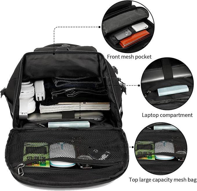 Solid color gym duffel bag backpack, wrestling bag,with shoe compartment, 4 kinds of back method waterproof travel sports walking laptop Lightweight (B-Black)