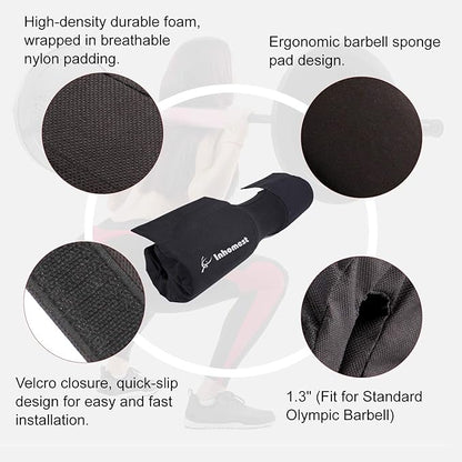 Barbell Pad Squat Pad for Squats Hip Thrusts Lunges Glute - Neck & Shoulder Protective Pad with Nylon Padding Support, Fit for Smith Machine and Olympic Standard Weightlifting Cushion