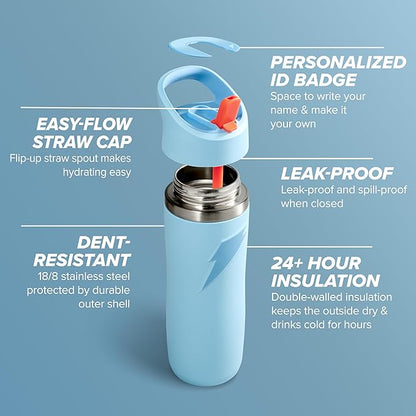 Gatorade 'Overtime' 32oz Stainless Steel Water Bottle, Straw Cap, Light Blue