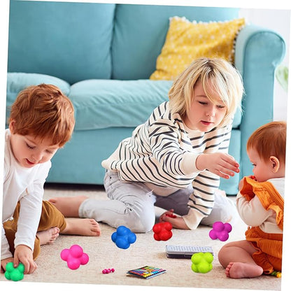6 Pcs Hexagonal Reaction Balls Fitness Reaction Training for Sports Agility and Hand Eye Coordination High Difficulty Challenge with Elastic Bounce for Basketball Soccer Volleyball