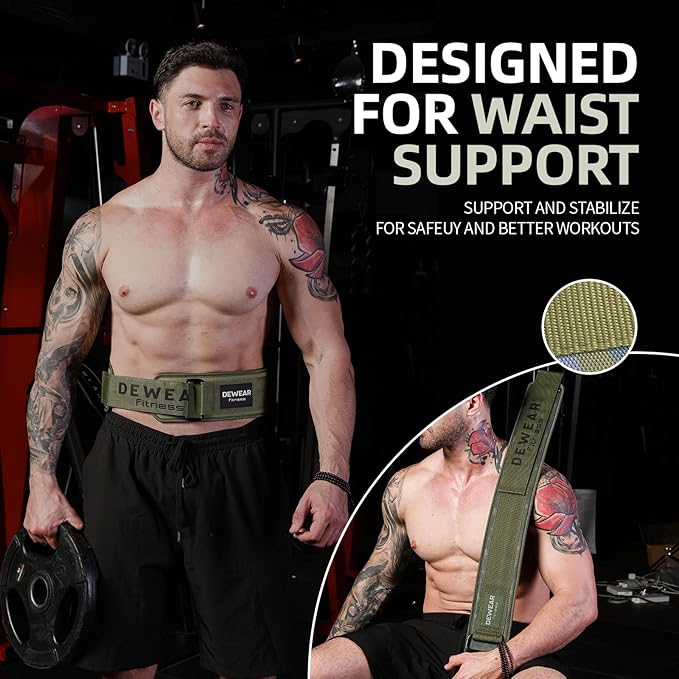 Durable Weight Lifting Belt, 4'' Wide Gym Belt for Bodybuilding, Powerlifting, Squats, Deadlift - Provides Lumbar Support & Stability for Men & Women