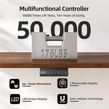 TIQLAB Height Adjustable Electric Standing Desk, 40 x 24 inch, Sit Stand Up Desk, Splice Board, Computer Home Office Desk, Black Walnut Top