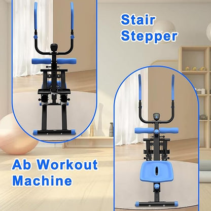 Stair Stepper and Ab Machine 2-in-1 Folding Vertical Climber Exercise Machine & Ab Workout Equipment Quickly Switch, Home Gym Equipment for Full Body Cardio Workout, 300LBS Capacity