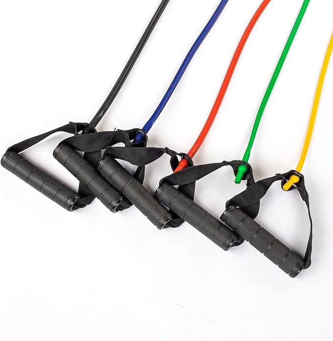 Body-Solid Tools Medium Resistance Tube Bands - Exercise Tubes for Workouts, Beachbody Fitness, Home Gym - Durable Resistance Tubing with Comfort Grip Handles