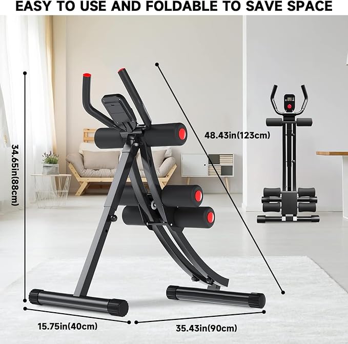 abdominal bench Ab abdominal Machine Women's Home Abdominal Exerciser 308lbs Abdominal Compressor Collapsible Abdominal Core Trainer 4-Speed Adjustable Strength Training Machine with LCD Display