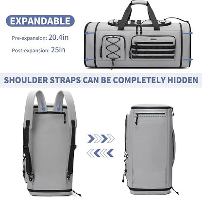 Bosstin Gym Bag for Men & Women,45L Travel Duffle Sports Duffel Bag Gym Weekender Overnight Backpack with Shoe Compartment (GREY CHECKERED)