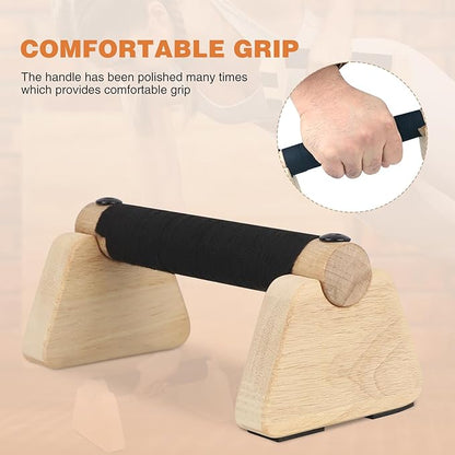 Wooden Parallettes 2 PCS Wood Push-up Stand for Exercise Home Workout Equipment Strength Training Non-Slip Base for Handstand Blocks, Pushup Handles & Planks