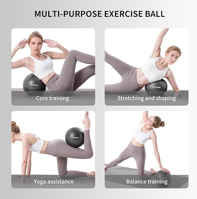 FITMIND_Pilates Ball 10 Inch Anti-Burst Slip Resistant Mini Yoga Ball for Fitness, Core Training, Physical Therapy, Balance, Stability, Stretching 200kg 440lbs Capacity