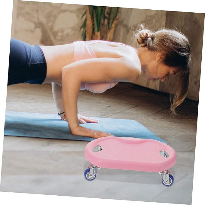 Abdominal Sliding Disc with Roller for Core Strength Training Fitness Workout Sliders Disc with Knee Pad Quiet Pink Design for Full Body Exercise and Calisthenics at Home Gym