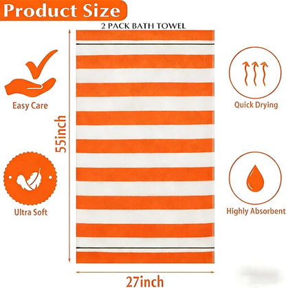 2-Pack Microfiber Bath Towels (27x54 Inches) - Ultra Soft & Quick Dry, 3X Absorbency, Lightweight for Gym, Yoga, Travel & Spa - Perfect for Home, Fitness & Post-Workout