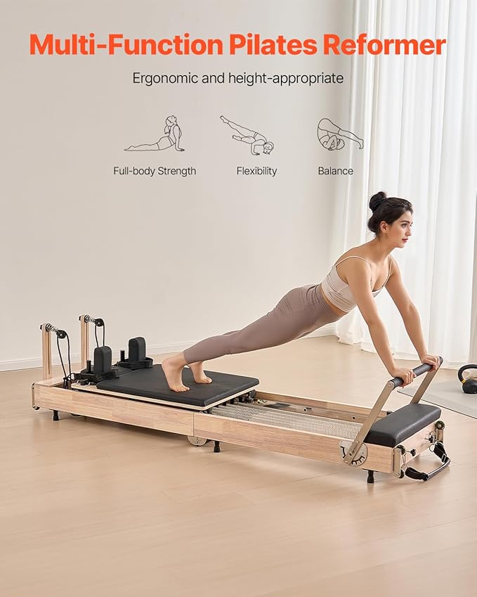 VEVOR Pilates Reformer Accessories for Home Gym, Include Reformer Box/Chair/Spine Corrector/Wall Mounted Machine/Jump Board/Foldable & Dual Resistance Springs