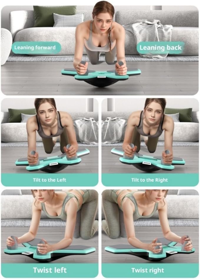 Balance Board with Maze Game Core Trainer with Pleasure 360° Tilt & Twist Plank Board with Multi-Functional Handles Phone Holder Plus Elbow Pad