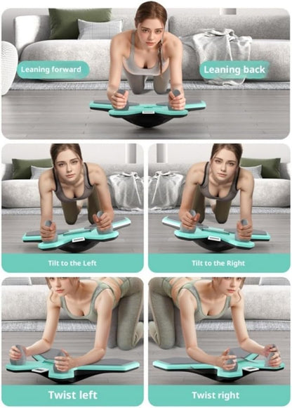 Balance Board with Maze Game Core Trainer with Pleasure 360° Tilt & Twist Plank Board with Multi-Functional Handles Phone Holder Plus Elbow Pad
