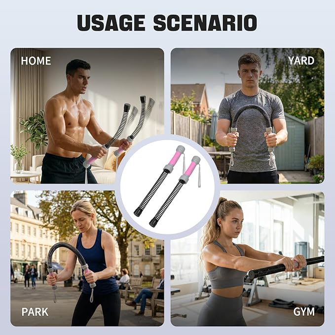 Ropeless Battle Ropes - 3-in-1 Heavy Ropeless Jump Rope Set & Solid Steel Resistance Bar for Home Gym - Portable Workout Equipment for HIIT,Strength Training