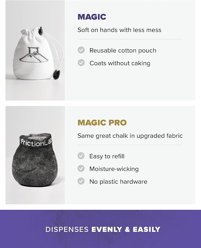 Friction Labs Gym Chalk – Magic Ball, PRO Ball (Chalk Bag Sock) | Non-Toxic Climbing Chalk for Bouldering, Gymnastics & More