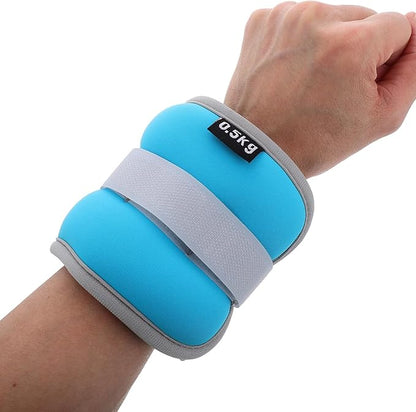 1kg (0.5kg X 2) Sky Blue Ankle and Wrist Weights Adjustable Sandbag Arm Weights for Women Men Fitness Running Training Strength Workout