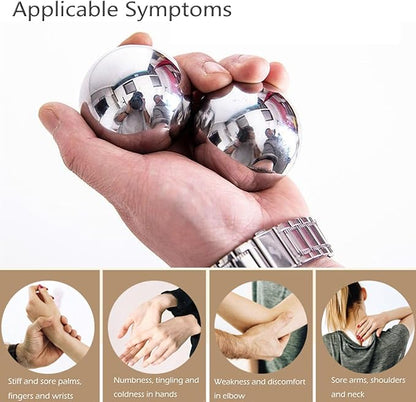 Stainless Steel Baoding Balls Set, 2 Inches Chinese Health Balls, Metal Stress Relief Hand Massage Balls No Chime for Hand Exercise, Hands Therapy