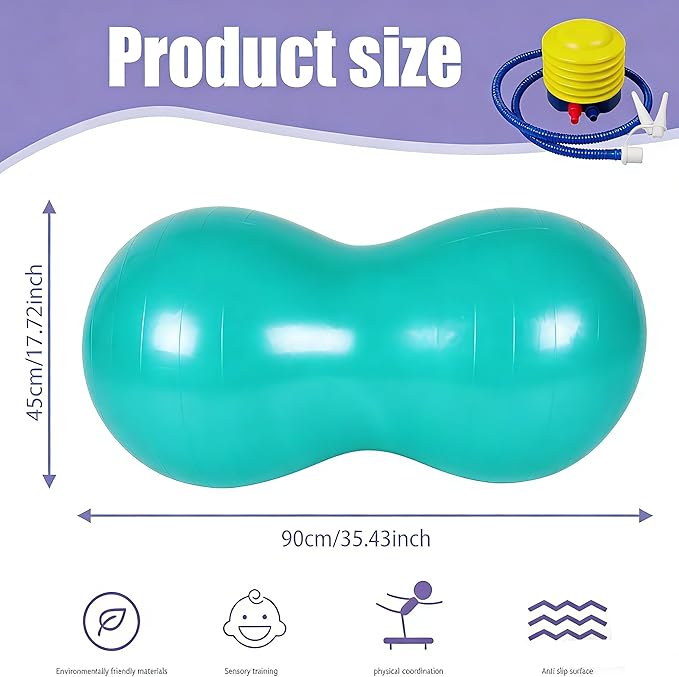 Peanut Ball - Exercise Ball Anti Burst Yoga Ball for Labor Birthing, Physical Therapy for Kids, Core Strength, Flexible Seating, Home & Gym Fintness, Sensory Chair Wiggle Seat for Boys and Girls