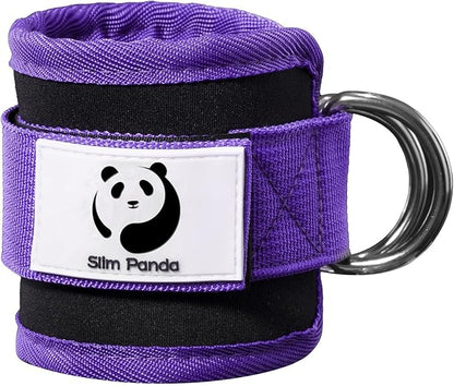 Slim Panda Ankle Strap for Cable Machine,Ankle Cuff for Kickbacks, Booty Hip Abductors,Glute Workouts, Leg Extensions, Curls for Men and Women, Adjustable with Double D-Rings