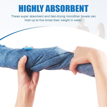 Quick Dry Microfiber Camping Towel, Large Towel for Beach Travel Gym Body Sweat Hiking Yoga Swimming Pool(Blue, 31.5X70 Inch)