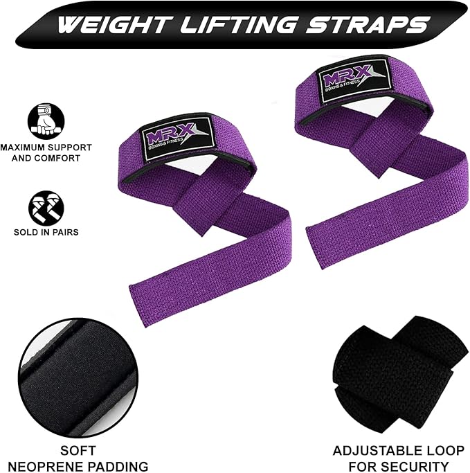MRX Weight Lifting Bar Strap for Gym Workout Training Bodybuilding Deadlift Padded Straps Men/Women