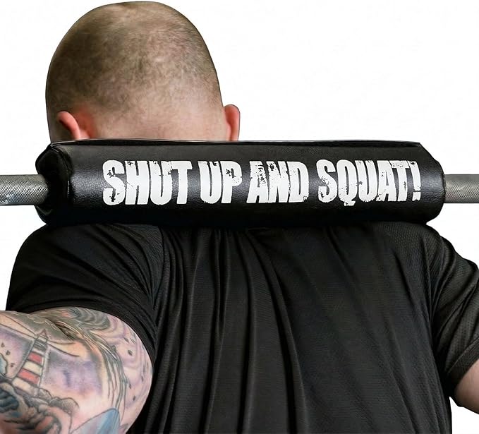 Dark Iron Fitness Barbell Pad w/Extra Thick Foam Padding, Non-Slip Hook and Loop Closure for Olympic Bars Weight Training Shoulder & Neck Protection Support, for Squats Hip Thrusts Lunges