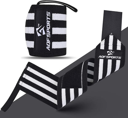 AQF Wrist Wraps for Weightlifting - USPA & IPL Approved 18" Gym Wrist Support with Thumb Loop - Heavy Duty Lifting Wrist Straps for Fitness, Workout, Powerlifting, & Bodybuilding (Pair)