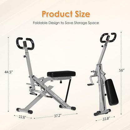 DlandHome Squat Machine, Squat Rowing Machine with Adjustable High-Strength Resistance Band for Home Gym, Foldable Leg Glute Trainer for Full Body 330lbs