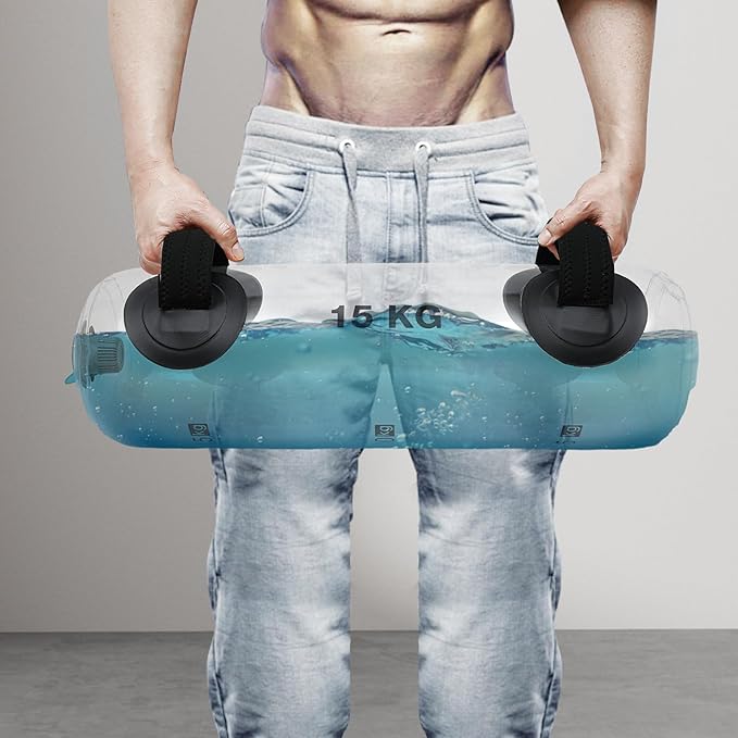 15kg Training Water Bag Instead of Sandbag, Portable Inflatable Clear Fitness Water Weight Aqua Bag Water Ball—Ab Core Arm Strength Balance Training—Home Gym Equipment Workout Equipment