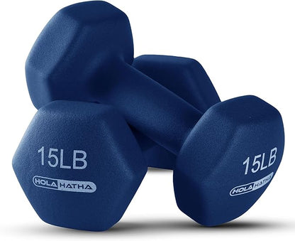 HolaHatha 2, 3, 5, 8, and 10 Pound Neoprene Dumbbell Free Hand Weight Set with Rack, Ideal for Home Exercises to Gain Tone and Definition, Pastel