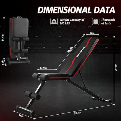 Weight Bench Press, Strength Training Adjustable Workout Benches for Full Body, Gym Benches for Incline Decline Exercise