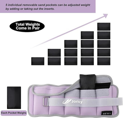 Adjustable Ankle Weights for Women Men 1/2/3/4/5/6/8/10/12/20 LBS 1 Pair Wrist Leg Arm Weights with Removable Weight Strength Training Weight for Walking Running Fitness Physical Therapy