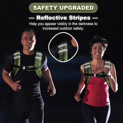 Weighted Vest Woman 5lb/8lb/10lb/12lb/15lb/20lb/25lb/30lb Weight Vest for Women Men, Rucking Vests with Reflective Stripe for Running Workout Walking Strength Training Weight Loss Fitness Weightlifting