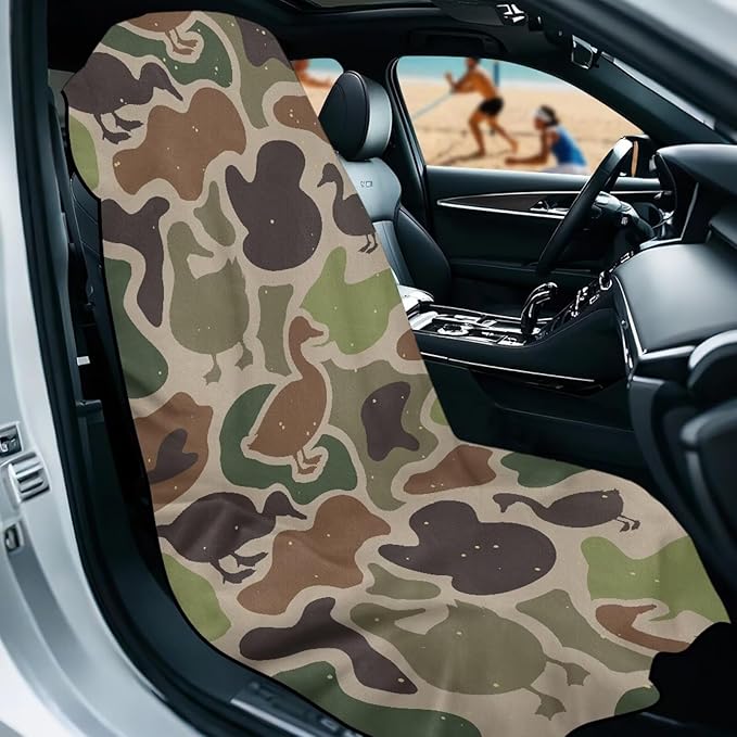 Bulopul Duck Hunting Camo Car Seat Towel Cover After Gym Workout Running Swimming Automotive Accessories for Girly Women Non-Slip Sweating Car Seat Cover