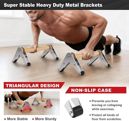Push Up Bar - Heavy-Duty Stainless Steel Pushup Stands with Non-Slip Base, 500LB Capacity, Portable Home Gym Equipment for Strength Training & Floor Workouts