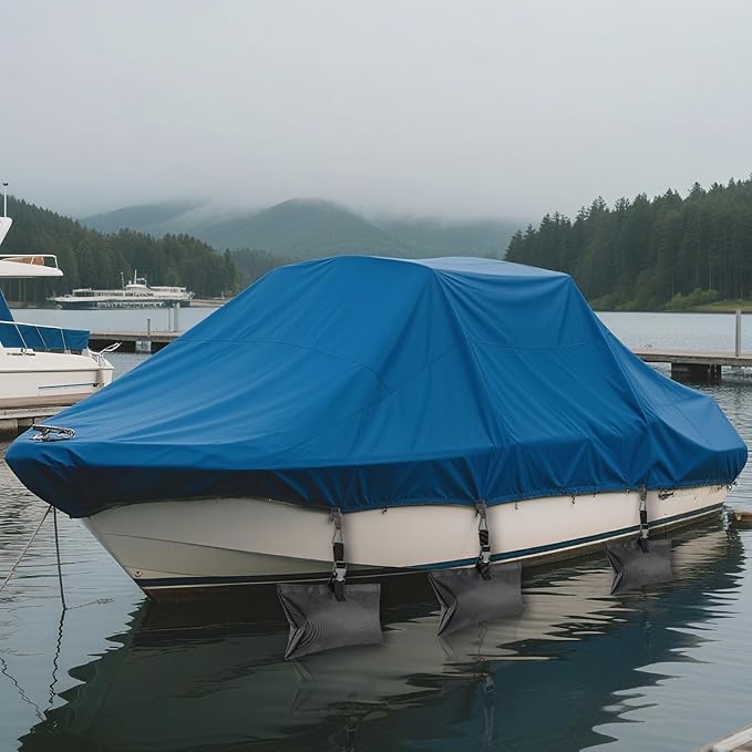 8 Pack Boat Cover Sand Bag Mooring Kit, Weighted Bags for Boat Mooring Covers Car RV, 1680D Marine Grade Sand Bags for Weight, Windproof Weighted Sandbags Tarp Weights Clip Boating Accessories