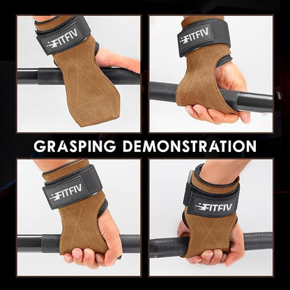 Weight Lifting Wrist Strap, Double Leather Weightlifting Wrist Straps for Gym Strength Training, Neoprene Padded Wrist Wraps - for Men & Women (Pair)