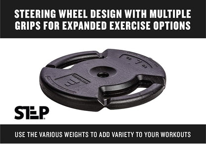 The Step Fitness Adjustable Dumbbell Set or Barbell Weight Set, 35-60 lbs, with Collars, and Weights