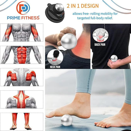 PRIME Fitness Wall Mounted Massage Ball | Cold Therapy | Back Massager | Cryo Stick | Relieve Muscle Pain (360 Massager)