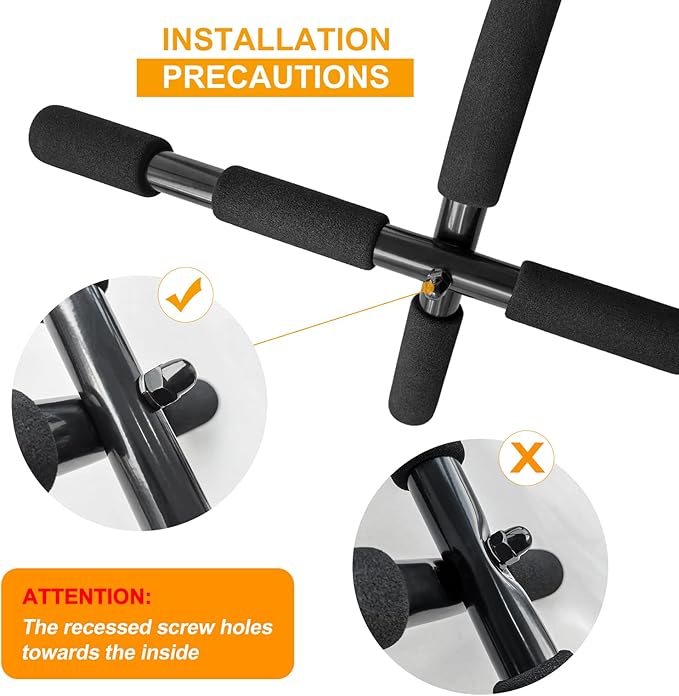 ENERGI CORE Pull Up Bar for Doorway | No-Screw Chin Up Bar with Multi-Grip Foam Handles | Heavy-Duty Home Gym Strength Training Equipment | Upper Body Workout Bar for Standard Door Frames