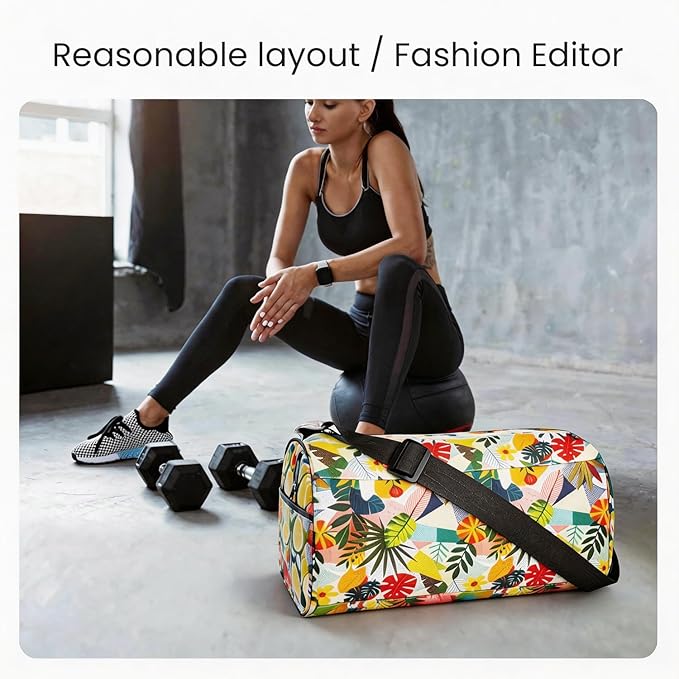 C&F BOGMOST Small Gym Bag for Women & Men,Small Lightweight Duffel Bag Carry On Bags Mini Duffel Travel Bag Waterproof Sports Bags for Workout/Sport/Trave,Colorful Leaves
