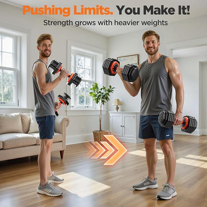 2026 Updated Adjustable Dumbbell Set of 2, 110lbs/50lbs Weights Dumbbell Set with Storage Box, 25lbs/55lbs Adjustable Weights with Anti-slip Silicone Grip, Weight Set For Home Gym Suit both Men and Women
