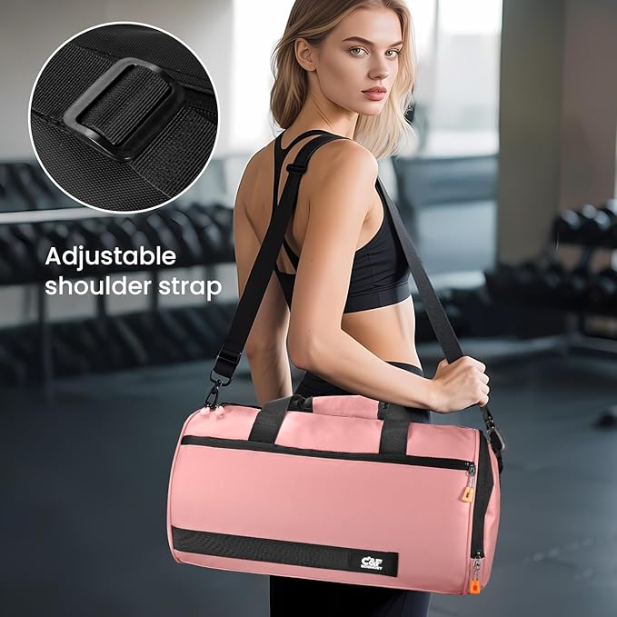 C&F BOGMOST Small Gym Bag for Women & Men,Small Lightweight Duffel Bag Carry On Bags Mini Duffel Travel Bag Waterproof Sports Bags for Workout/Sport/Travel, Pink,with Shoes Compartment
