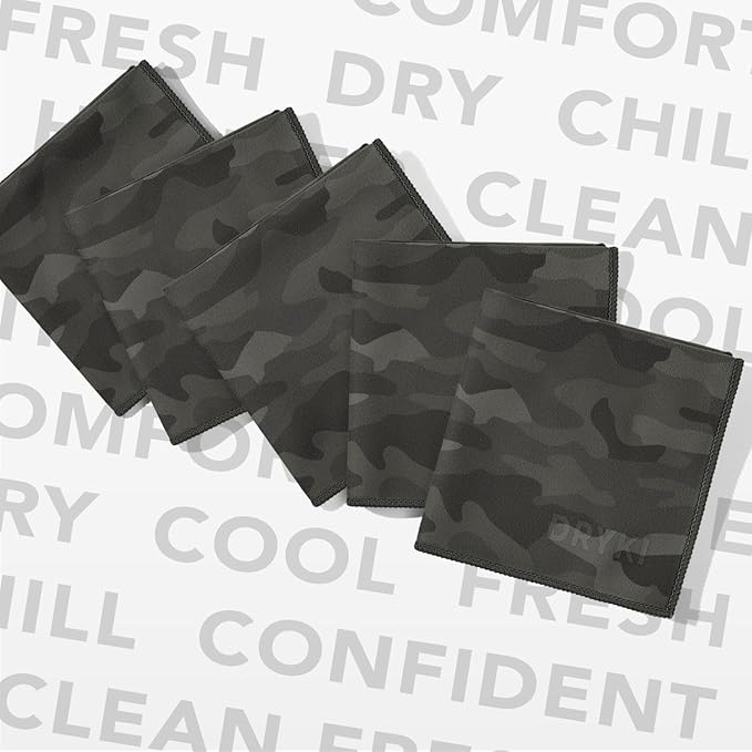 Pocket-Sized Sweat Towels - The Original Sweat Absorbing Handkerchiefs - Quick-Dry Microfiber Sweat Rags for Face, Hands, & Body - Men & Women - Gym, Sports, and Work (Moss Camo: 5 Pack)
